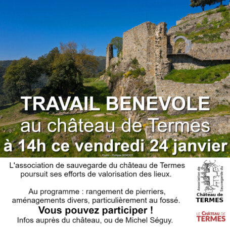 Travail bénévole au château de Termes Bénévolat au château de Termes en 2025