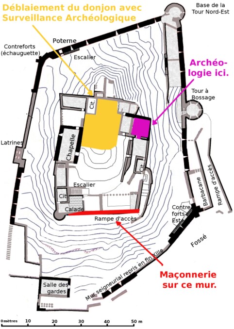 plan des travaux de juillet 2012 au château de Termes plan 2012 travaux Termes château