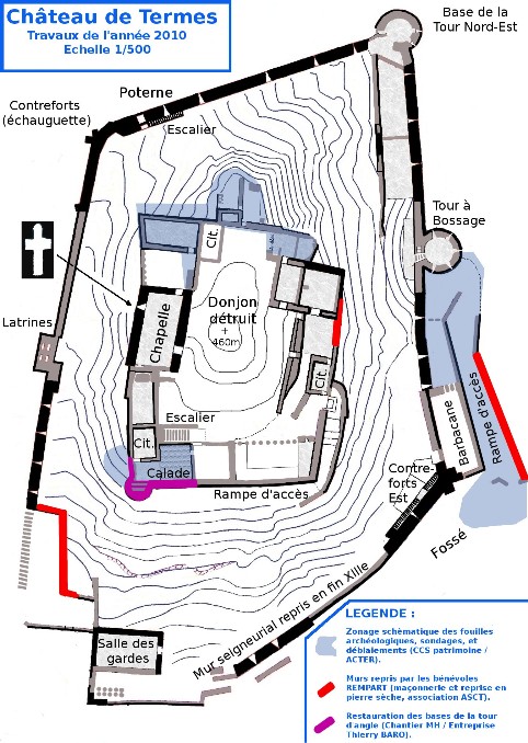 Château de Termes, plan des Travaux 2010
