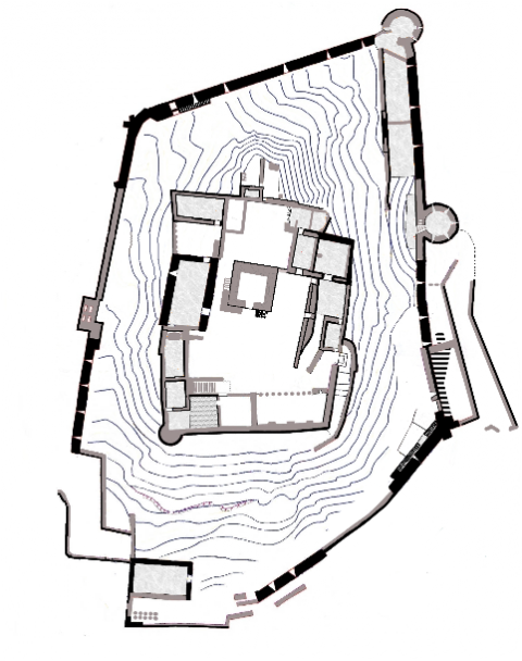 Suite au travaux 2015, nouveau plan des vestiges du château cathare de Termes, aude